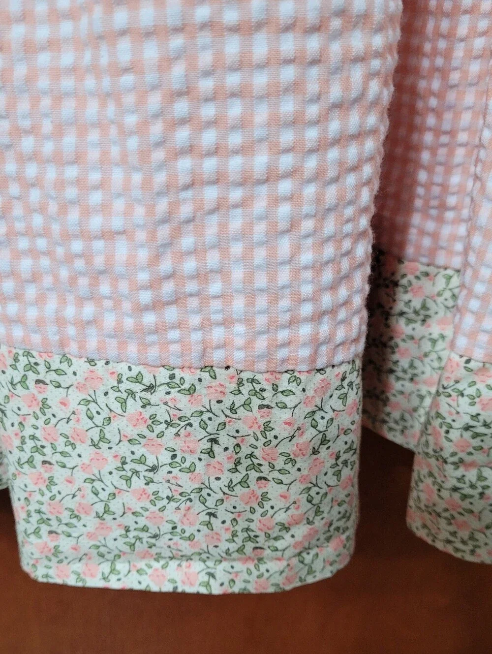 Bonnie Jean Girls Size 16 Peach Stripe Seersucker Ditsy Floral Dress (0962)